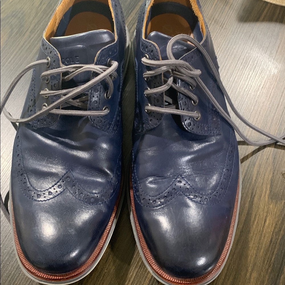 Cole Haan Dark Blue Leather Brogue Shoes